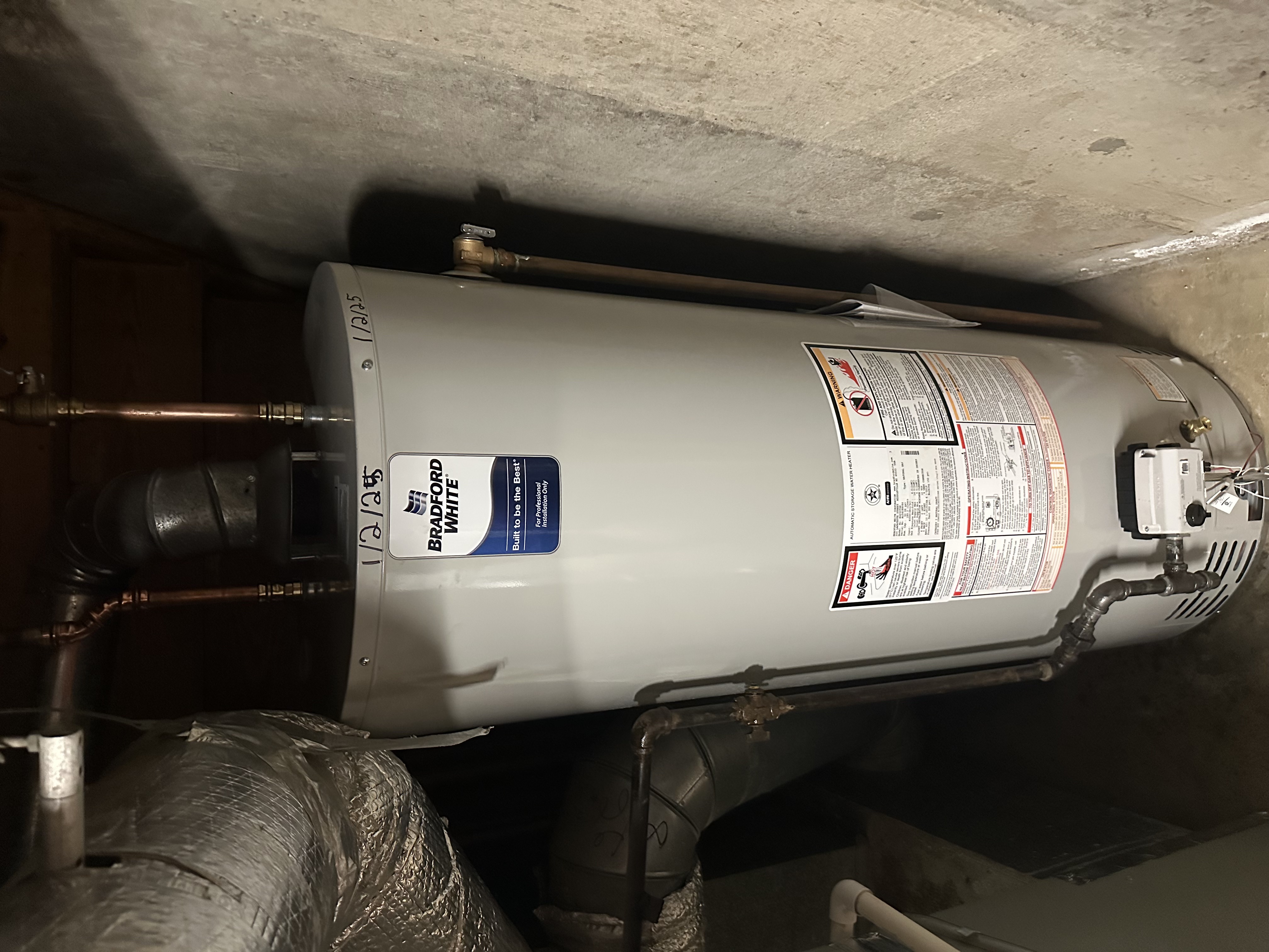 Water heater installation in basement